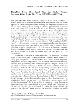 Theophilus Kwek, They Speak Only Our Mother