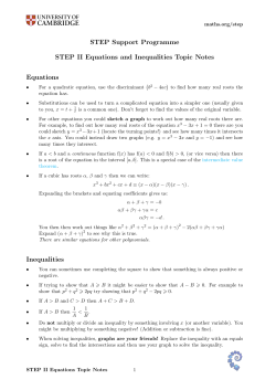 STEP Support Programme STEP II Equations and Inequalities Topic