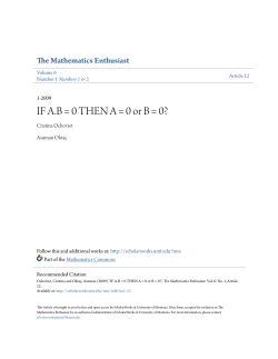 IF AB = 0 THEN A = 0 or B = 0? - ScholarWorks @ UMT