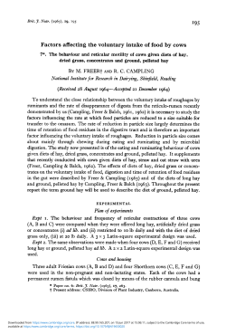 Factors affecting the voluntary intake of food by cows