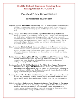 Summer Reading List - Plainfield Public Schools