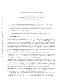 Some facts about discriminants