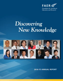 FAER Annual Report 2014-15 - American Society of Anesthesiologists