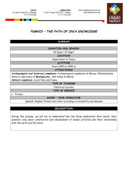 psmhi3 &ndash; the path of inca knowledge