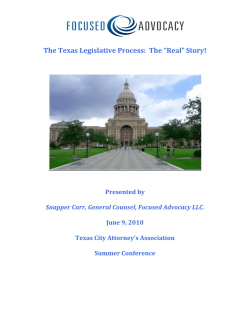 The Texas Legislative Process: The &ldquo;Real&rdquo; Story!