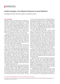 Health Strategies: From Medical Profession to Social Medicine