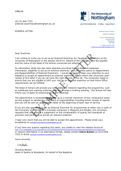letter of appointment - University of Nottingham