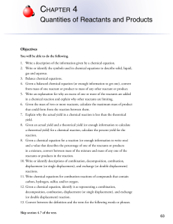 Quantities of Reactants and Products