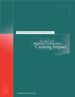 Community Development Financial Institutions (CDFIs)