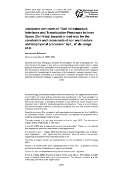 Interactive comment on &ldquo;Soil Infrastructure, Interfaces and