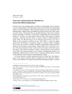Food and Cooking during the Mamluk Era: Social and Political