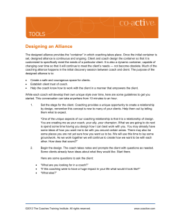 Designing an Alliance - Coaches Training Institute