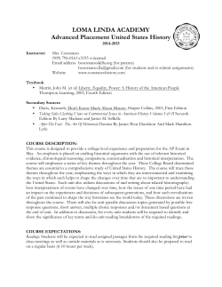 LOMA LINDA ACADEMY Advanced Placement United States History