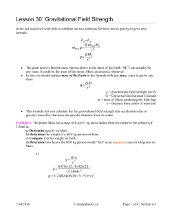 Lesson 30: Gravitational Field Strength