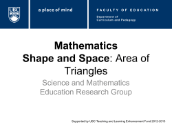 Mathematics Shape and Space: Area of Triangles