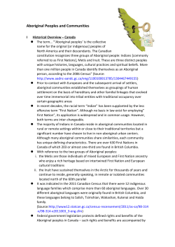 Aboriginal Peoples and Communities