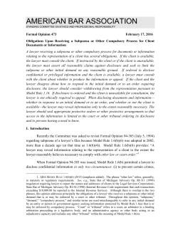 Formal Opinion 473 - American Bar Association