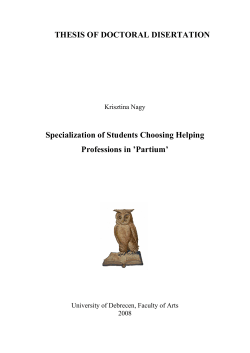 Specialization of Students Choosing Helping Professions in