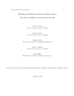 Facial attractiveness and age 1 3D Shape and 2D Surface