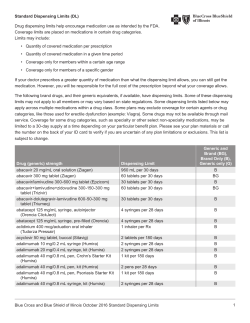 Standard Drug List Dispensing Limits