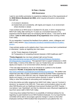 NHSG003 Dr Peter J Gordon NHS Governance I want to very briefly
