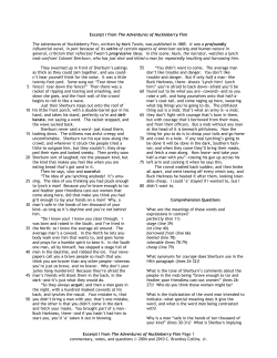 The Adventures of Huckleberry Finn Excerpt I