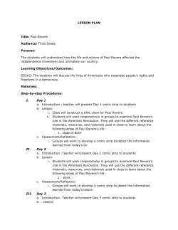 LESSON PLAN Title: Paul Revere Audience: Third Grade Purpose