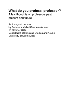 Inaugural Lecture.pages - Unisa Institutional Repository