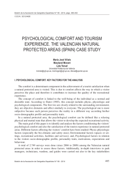 psychological comfort and tourism experience. the valencian natural