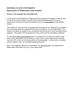 SONOMA STATE UNIVERSITY Department of Mathematics and