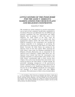 little sisters of the poor home for the aged v. sebelius: ramifications