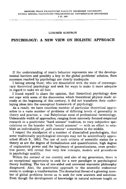 PSYCHOLOGY: A NEW VIEW ON HOLISTIC APPROACH