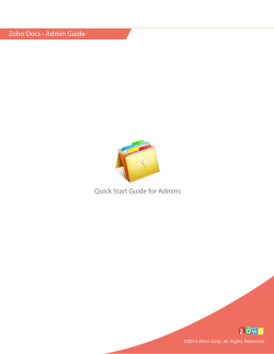 Quick Start Guide for Admins Zoho Docs