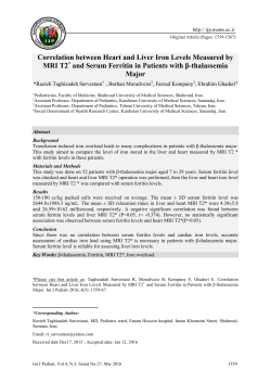 Correlation between Heart and Liver Iron Levels Measured by MRI
