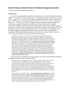 Death Penalty in Catholic States for Obstinate Dangerous Heretics