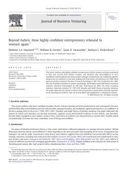 Beyond hubris: How highly confident entrepreneurs rebound to