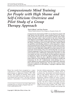 Compassionate Mind Training for People with High Shame and Self