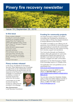 Pinery fire recovery newsletter
