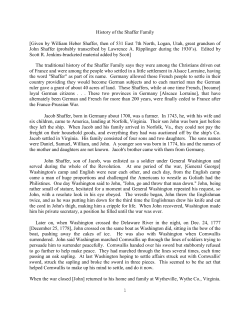 History of the Shaffer Family