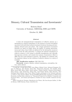 Memory, Cultural Transmission and Investments&lowast;