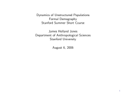 Population Dynamics - Stanford University