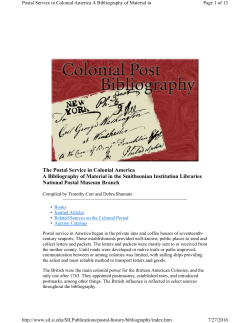 The Postal Service in Colonial America: A Bibliography of Material in