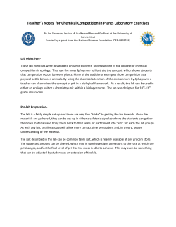 Teacher`s Notes for Chemical Competition in Plants Laboratory