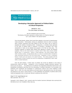 Developing a Normative Approach to Political Satire