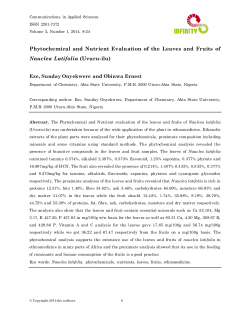 Phytochemical and Nutrient Evaluation of the Leaves