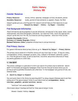 Public History History 391 - Queen`s University Library