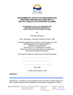 ENVIRONMENTAL EFFECTS OF MANGANESE AND PROPOSED