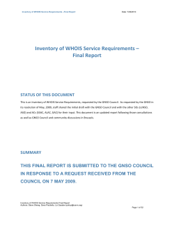Inventory of WHOIS Service Requirements Final - GNSO