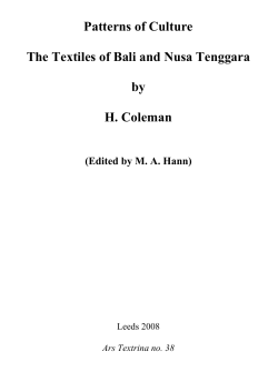 Patterns of Culture: The Textiles of Bali and