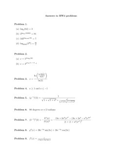 Answers to HW4 problems Problem 1. (a) log4(64) = 3 (c